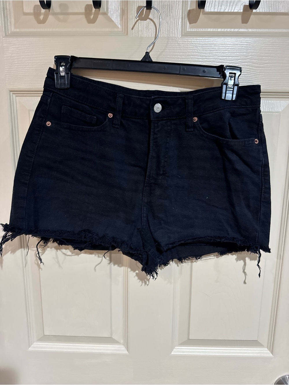 Old Navy Black Frayed Hem High-Rise Denim Shorts O. G. Straight